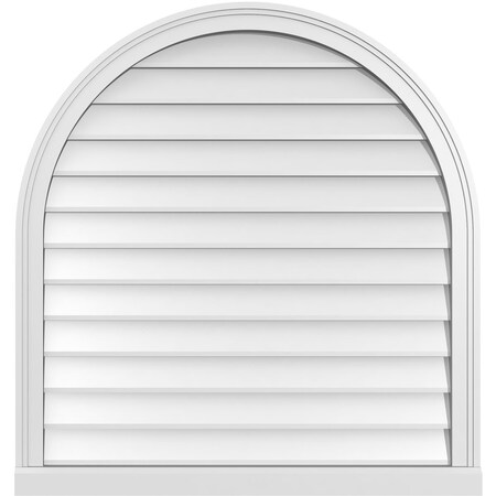 Ekena Millwork Round Top Surface Mount PVC Gable Vent w/ 2"W x 2"P Brickmould Sill Frame, 34"W x 36"H GVPRT34X3603SN